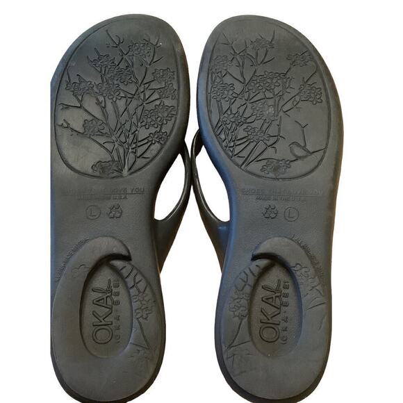 OKABASHI FOOT THERAPY THONG SANDALS /MOTHER OF PEARL SHELL MEDALLION L 9.5-10.5 - Picture 8 of 10